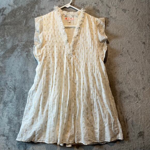 Jude Connally Dresses & Skirts - Jude Connally Larissa White Gold Dot Cotton Mini Dress Size Medium